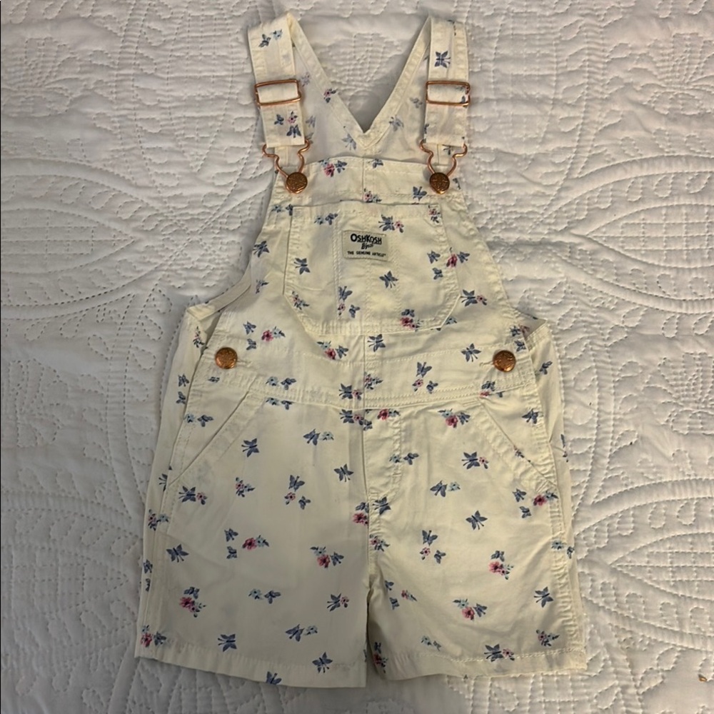 OshKosh B'gosh Cream and Blue Vintage Overalls